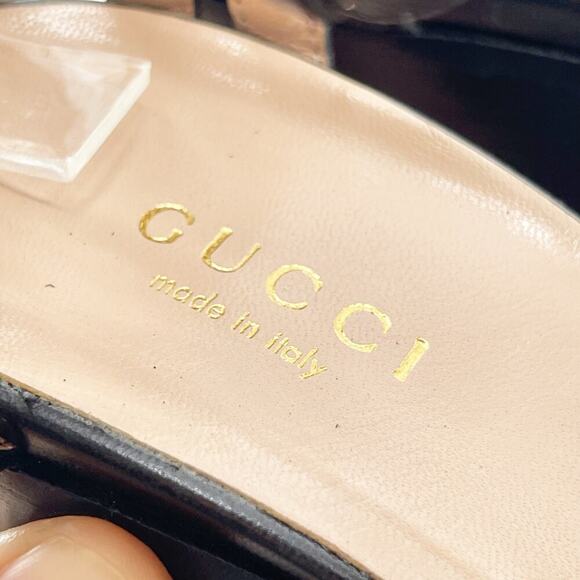 Gucci Black Leather Kendall Studded Pearl Embellished Cage Block Heels EU 39 - Picture 16 of 16